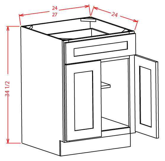 Double Door Single Drawer Base Cabinet