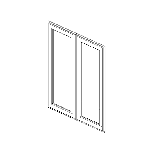 30" HIGH WALL MULLION DOOR CABINET 2 DOOR 2 ADJUSTABLE SHELVES GLASS NOT INCLUDED