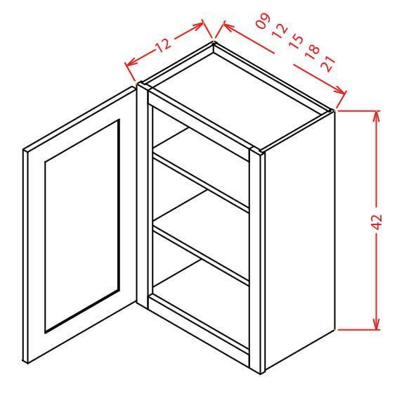 Hampton Dove Shaker Wall Cabinet-Routed for Glass 15