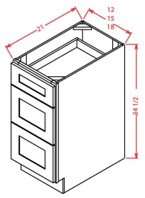 Vanity Drawer Base Cabinets CW- 3VDB12-3