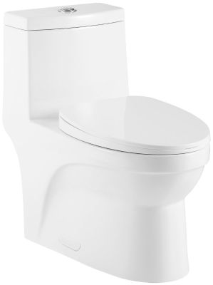 One Piece Oval Toilet with Soft Closing Seat and Dual Flush Height 27 4/5