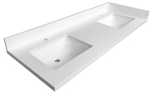 Double Sinks White Quartz Vanity Top 61.5