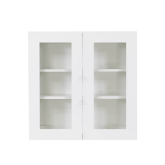 Livingston White Shaker Wall Cabinet - Routed for Glass 24"W x 30"H
