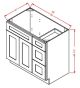 Oxford Toffee Vanity Combo -Drawer Right 30