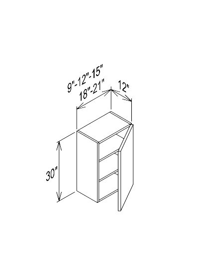 30" HIGH WALL CABINET 1 DOOR 2 ADJUSTABLE SHELVES 