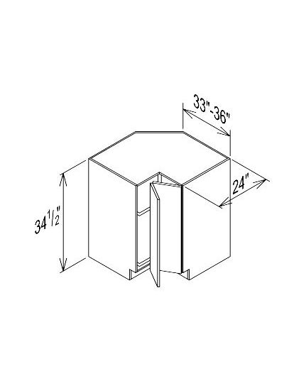 BASE LAZY SUSAN CABINET 2 FULL HEIGHT FOLDING DOORS