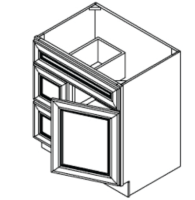 VANITY SINK BASES-SINGLE DOOR DOUBLE DRAWER SINGLE DRAWER FRONT DOOR ON THE RIGHT