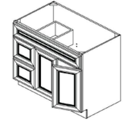 VANITY SINK BASES-DOUBLE DOOR DOUBLE DRAWER SINGLE DRAWER FRONT DOOR ON THE RIGHT