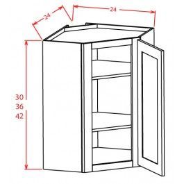 Smoky Gray WALL DIAGONAL CORNER CABINET 24x30 