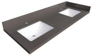 Double Sinks Gray Quartz Vanity Top 61.5